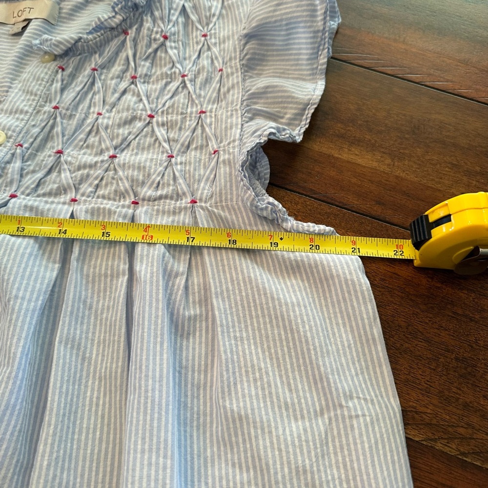 LOFT Light Blue Striped Blouse - Picture 4 of 5